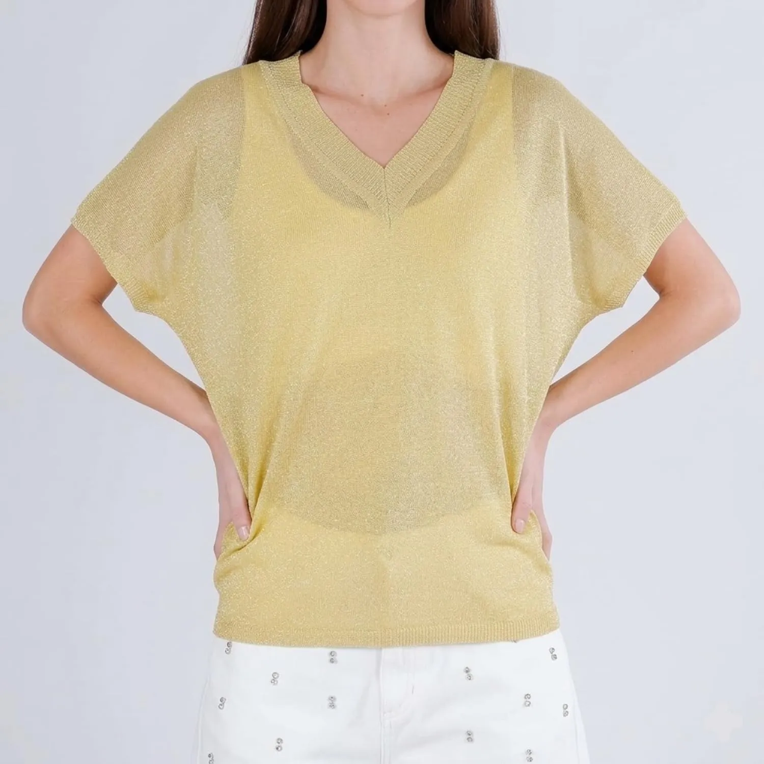 CafèNoir Maglia Aletta Filato Lurex Giallo