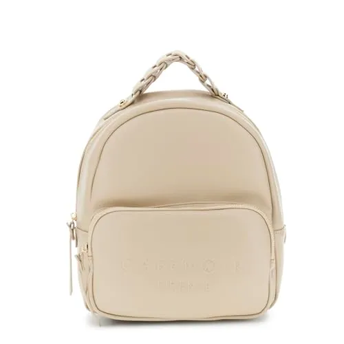 CafèNoir Logo Ad Alta Frequenza Zaino Donna Beige con Zip