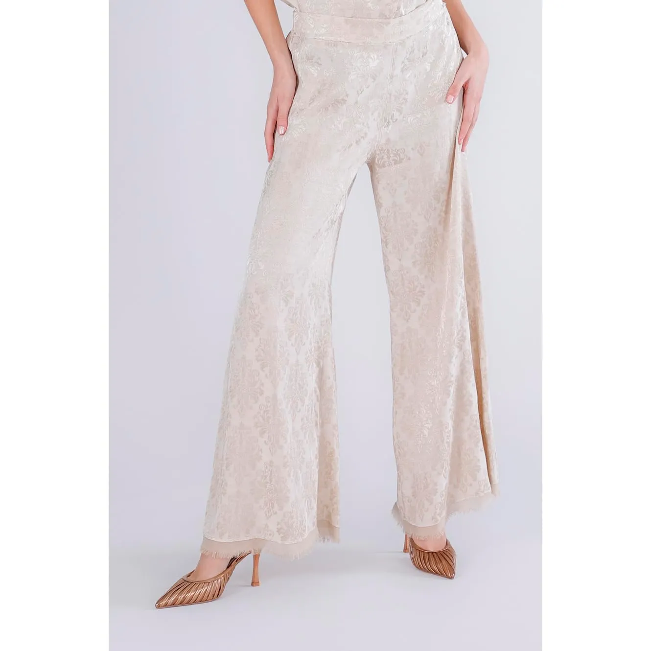 CafèNoir Pantaloni Damascati Donna Sabbia Raso