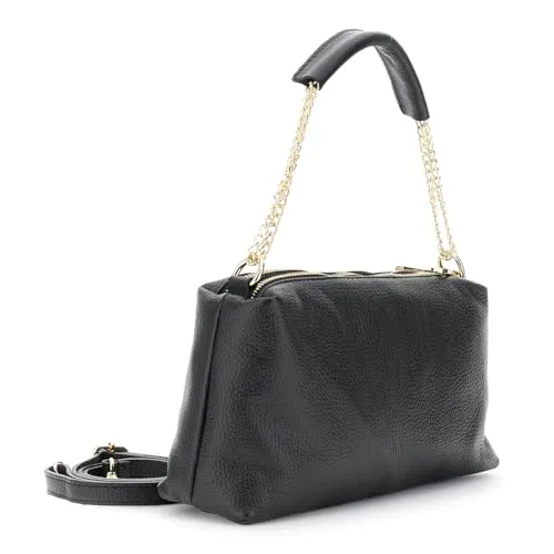 CafèNoir Camera Bag Pelle Martellata Nera con Catena