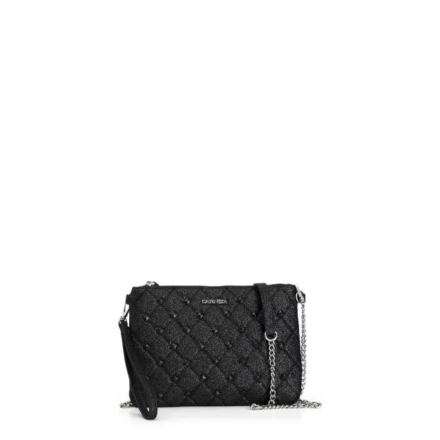 CafèNoir Pochette Glitterata Nera con Borchie
