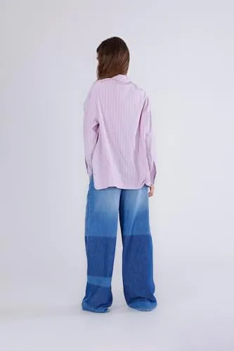 CafèNoir Camicia Rigata Asimmetrica Donna Lavanda S