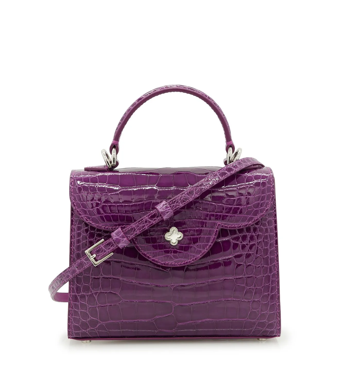 Cardinal Milano First Lady Small borsa viola pelle alligatore