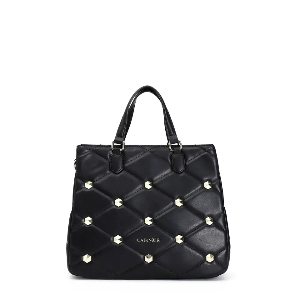 CafèNoir Trapuntata Borsa Shopping Nera Borchie