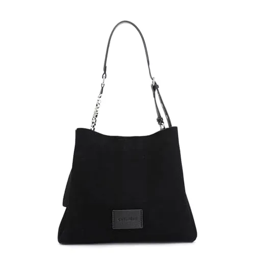 CafèNoir Effetto Suede Lettering borsa tracolla nera