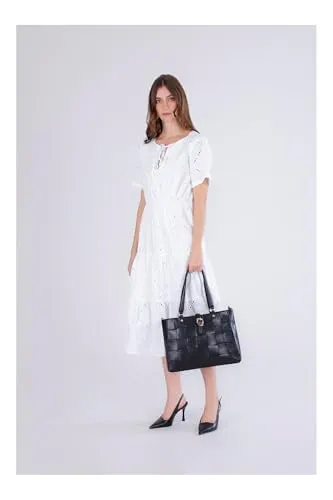 CafèNoir Intrecciato Tote Donna Effetto Pelle Nera Unica