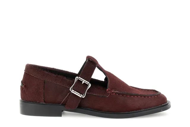 CafèNoir Mocassini Laccio Pelle Effetto Cavallino Bordeaux 39