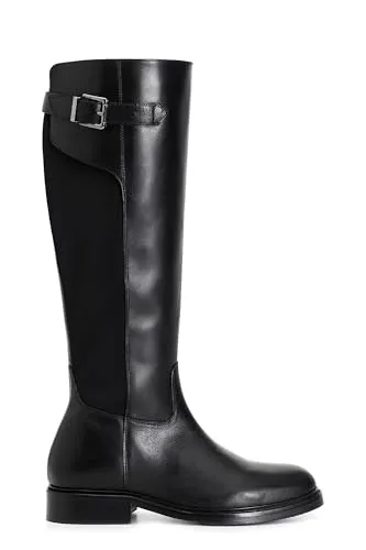 CafèNoir Stivale Donna Pelle Lycra Nero Fibbia Tacco 30mm