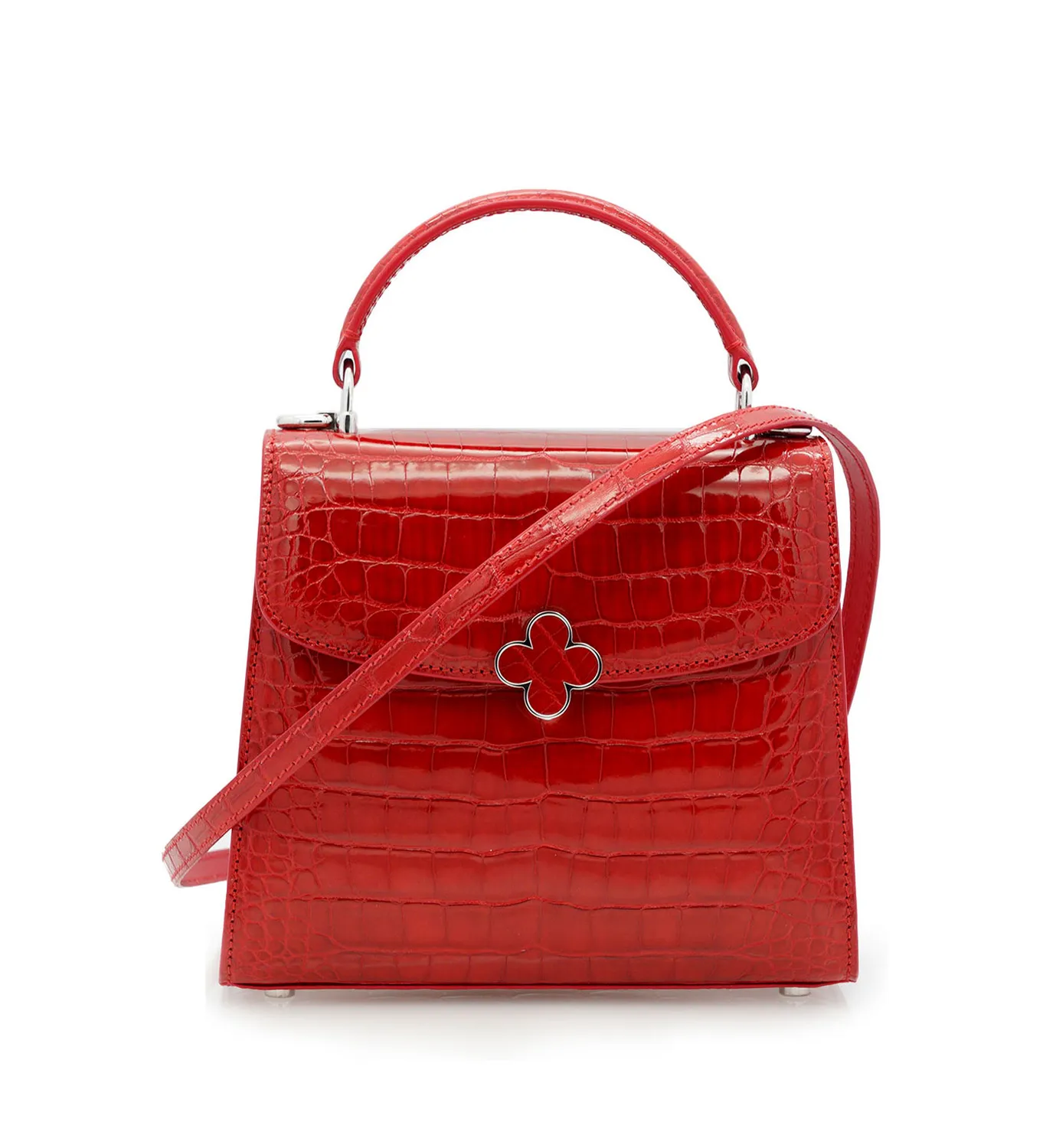 Cardinal Milano Tiffany Red Alligator Borsa a Mano Rossa Alligatore