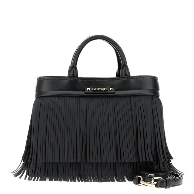 CafèNoir Frange Logo tote nera con tracolla