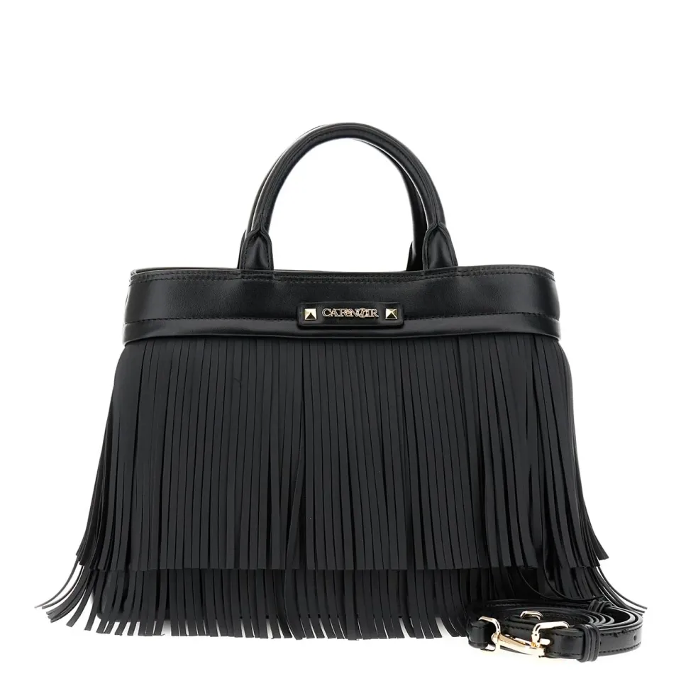 CafèNoir Frange Logo tote nera con tracolla