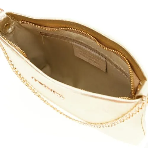 CafèNoir Pochette Pelle Metallizzata Catena Oro