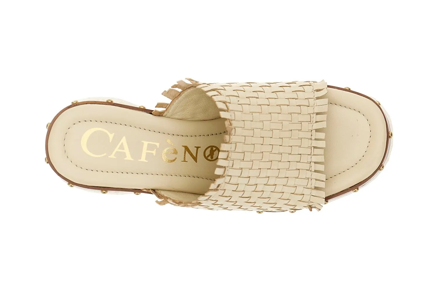 CafèNoir Intreccio ciabatta pelle zeppa 9 cm