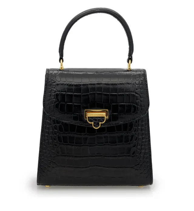 Cardinal Milano Tiffany borsa nera vitello stampa coccodrillo