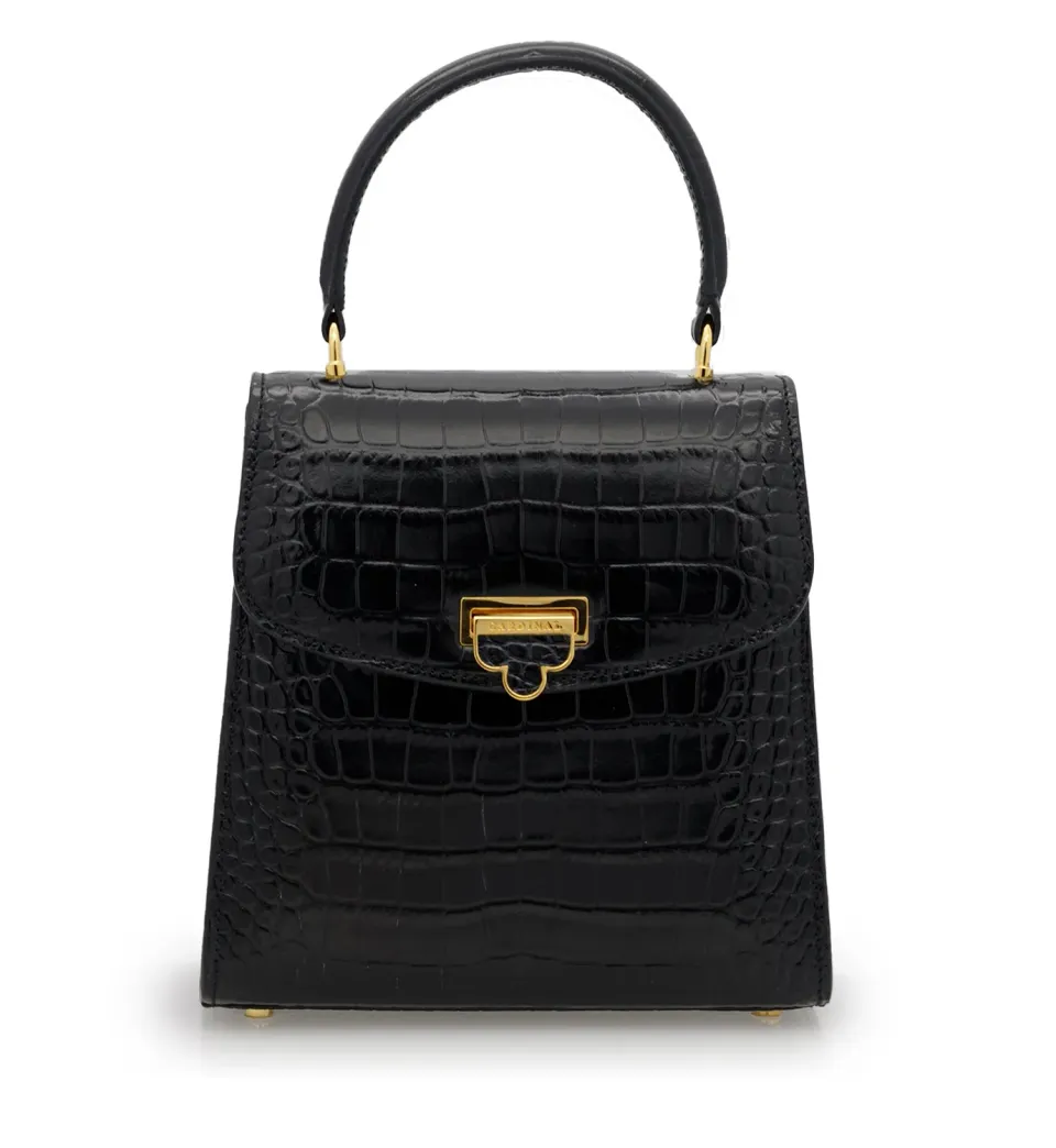 Cardinal Milano Tiffany borsa nera vitello stampa coccodrillo