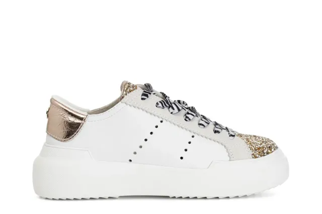 CafèNoir Sneakers donna allacciata bianco oro 39