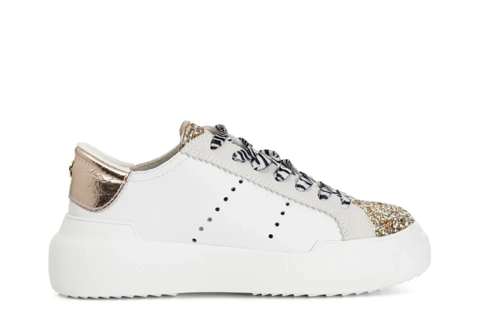 CafèNoir Sneakers donna allacciata bianco oro 39