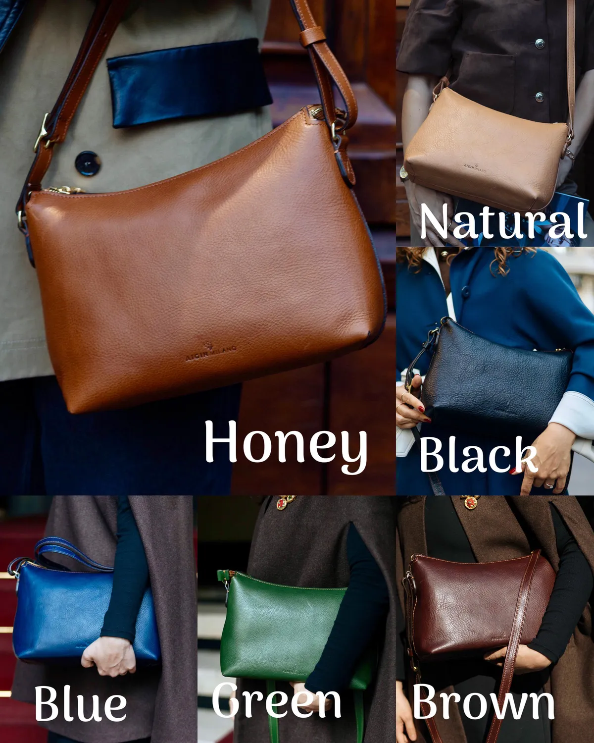 Aigin Milano Minimal borsa tracolla miele pieno fiore