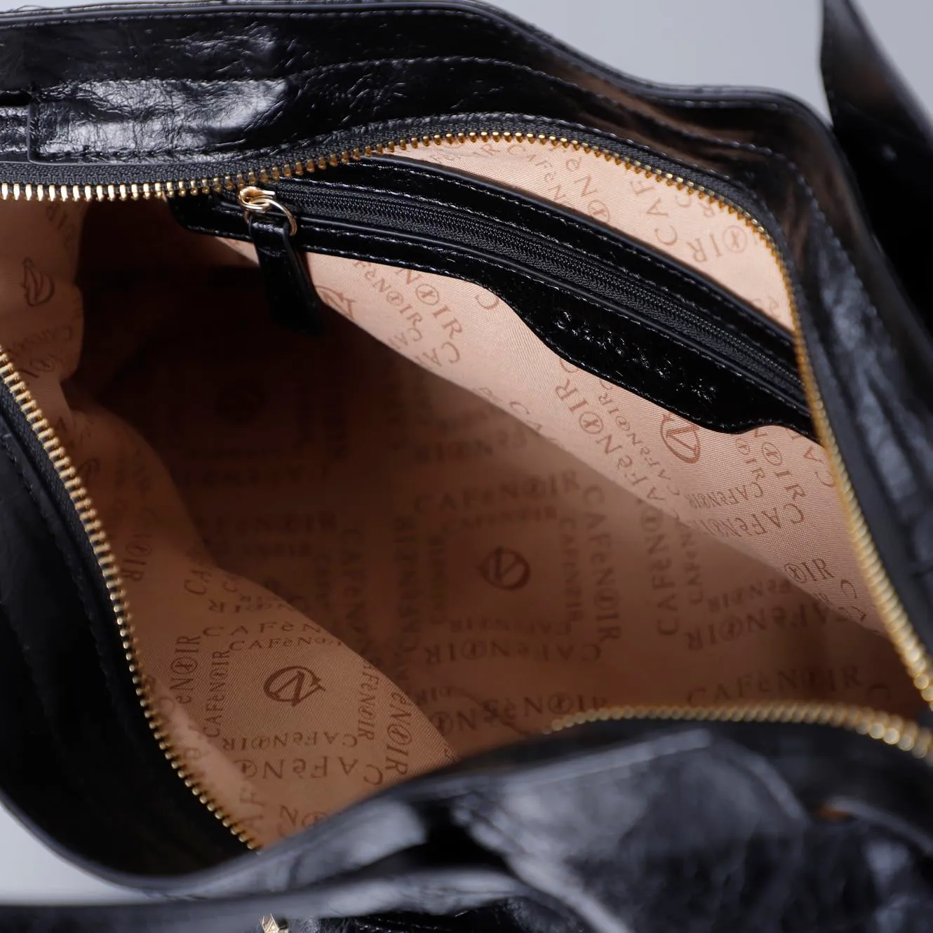 CafèNoir Borsa a Mano Metallizzata Ricamata Nera