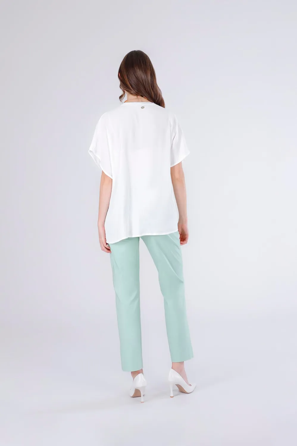CafèNoir Blusa Kimono Raso Marocain Bianca