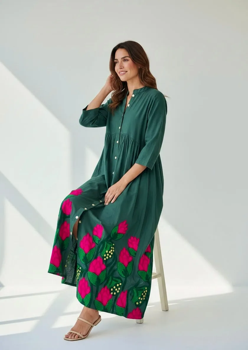 Figus Abito Fiori di Loto vestito cotone ricamato