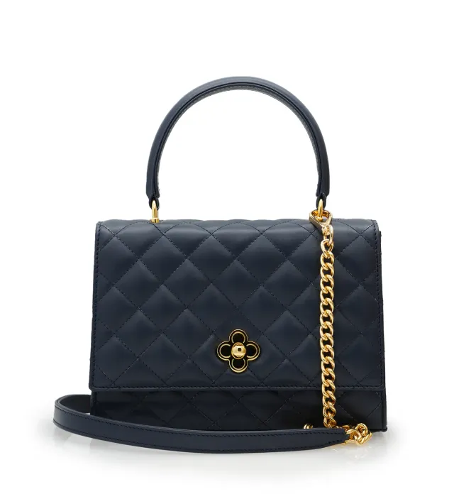 Cardinal Milano Opèra Flower Twist borsa navy vitello trapuntato