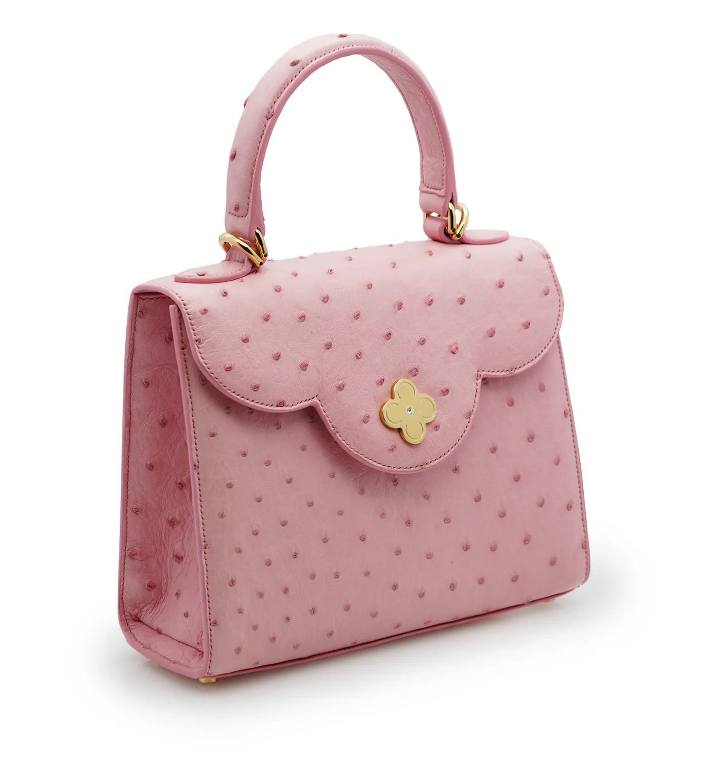 Cardinal Milano First Lady Pink Ostrich Borsa a Mano Rosa Struzzo