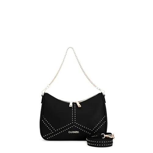 CafèNoir Borsa a Spalla Nera Micro Rivetti Patchwork