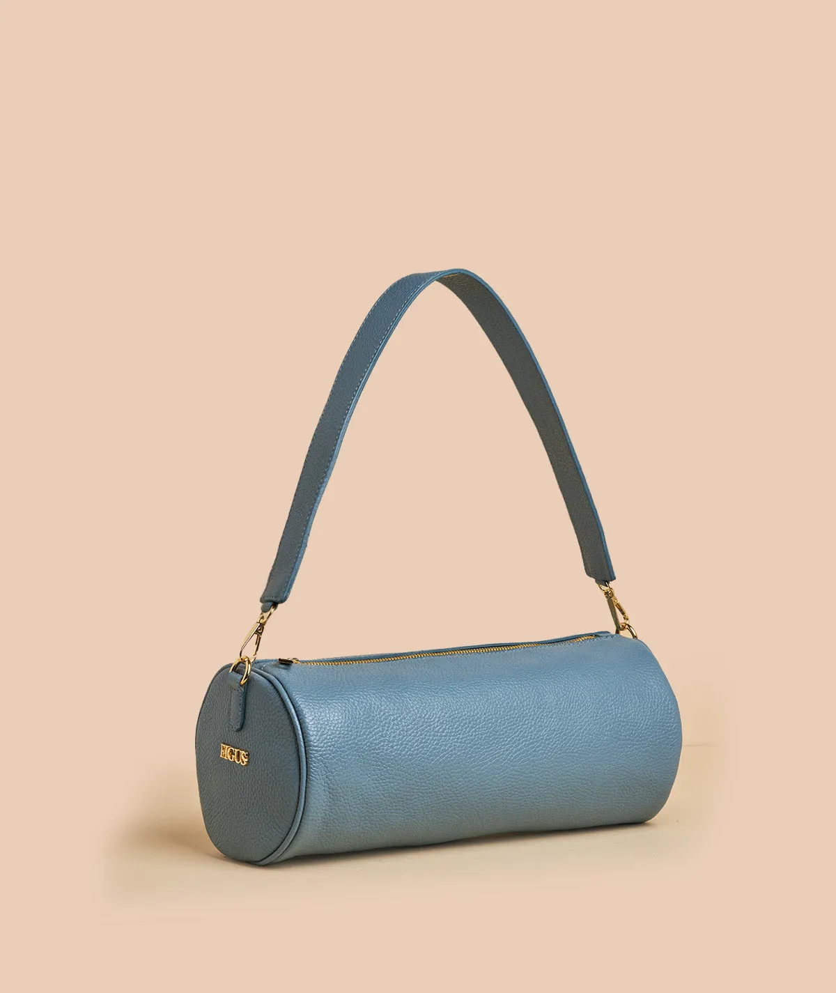 Figus Cilindro borsa pelle martellata arancione tracolla