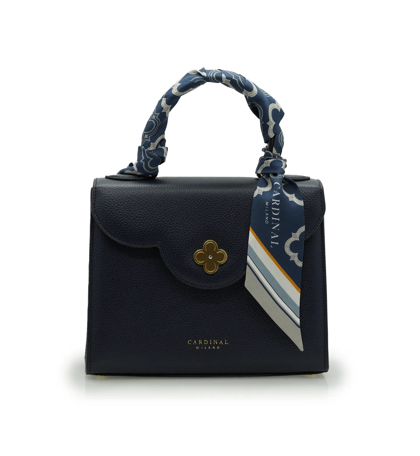 Cardinal Milano Navy Blue twilly seta blu manici borsa