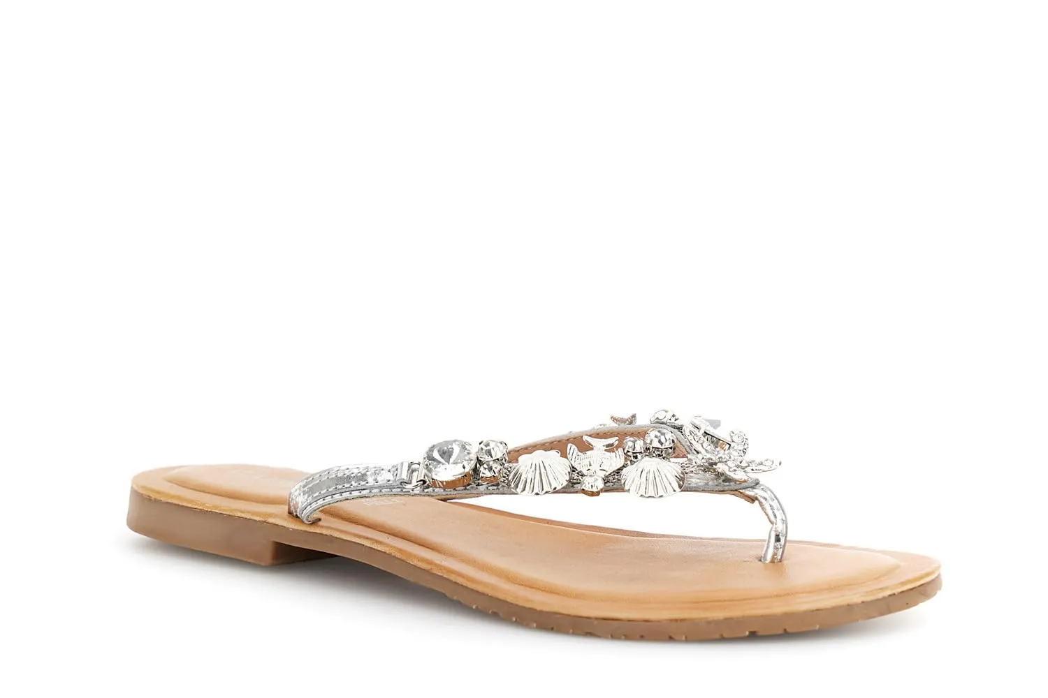 CafèNoir Infradito Flat Pelle Gioiello Tacco 1,4 cm