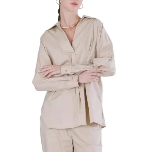 CafèNoir Blusa Over Piega Davanti Sabbia S