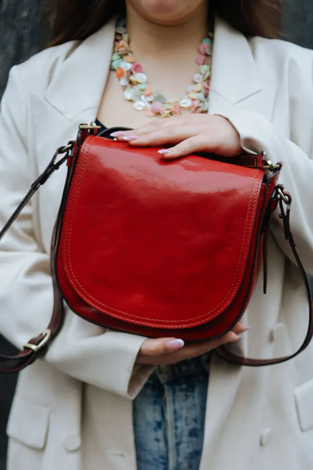 Aigin Milano borsa a tracolla pelle marrone chiaro Large