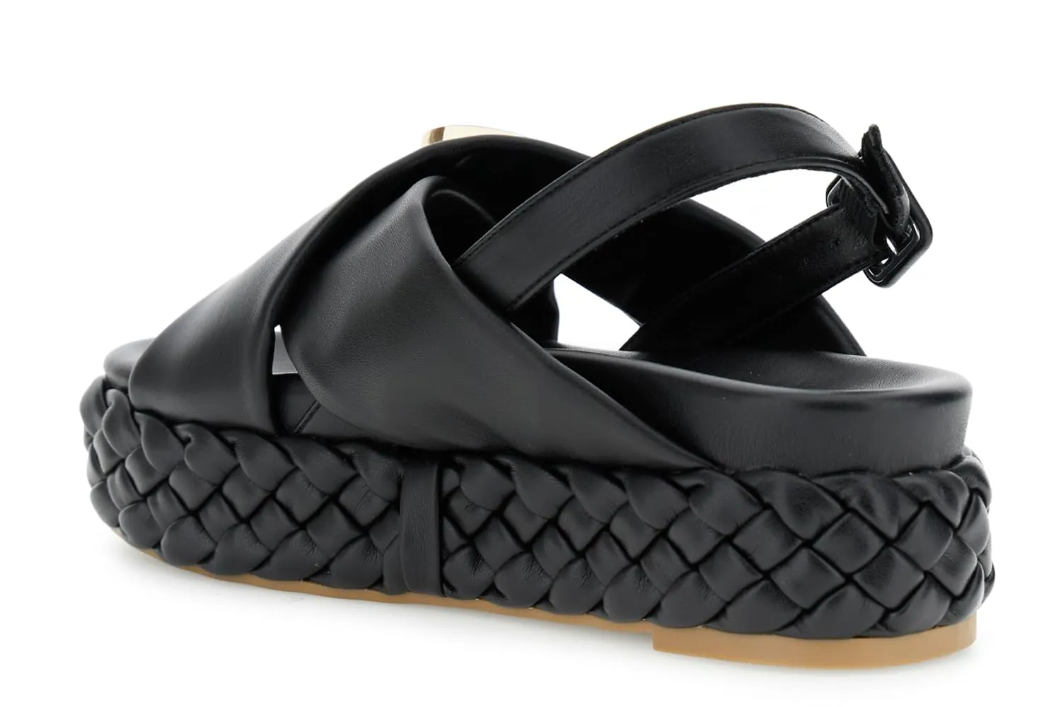 CafèNoir Sandali Incrociati Nero Treccia 39 Fondo Treccia