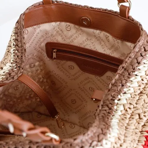 CafèNoir Tote Crochet Borsa Multi/Nero Fatta a Mano