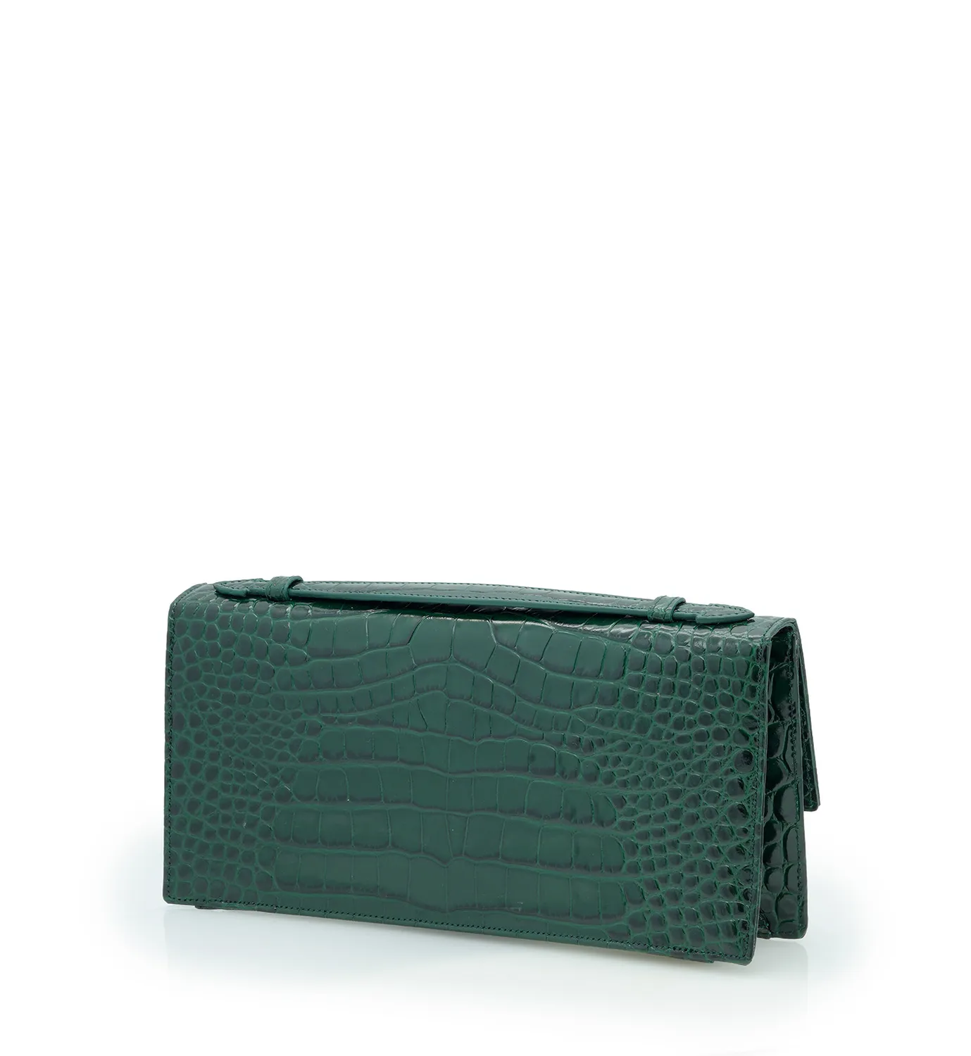 Cardinal Milano Time 22 clutch verde vitello stampa coccodrillo