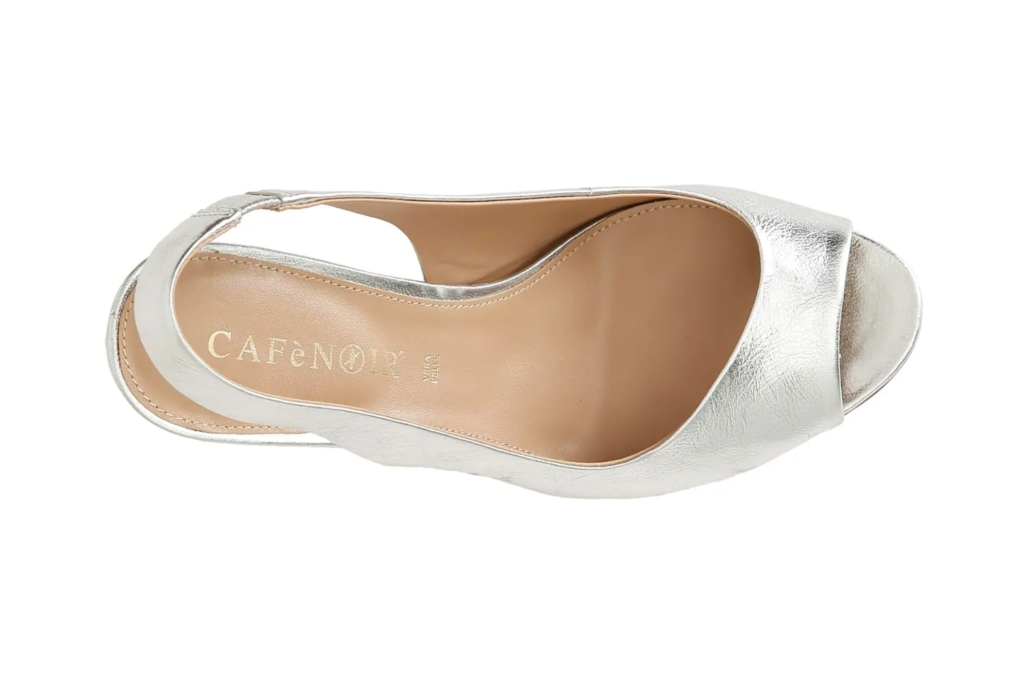 CafèNoir Sandalo slingback pelle laminata 38 platino