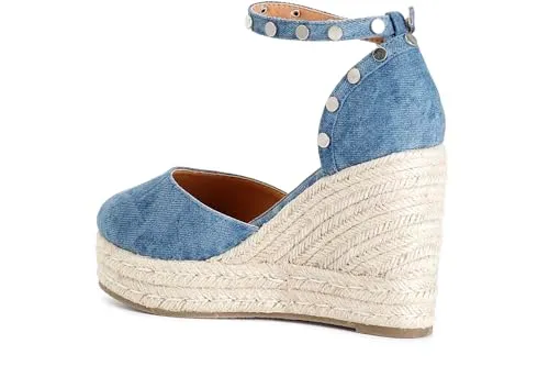 CafèNoir Décolleté Canvas Jeans con Zeppa Corda
