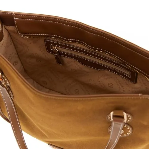 CafèNoir Shopping Camoscio borsa marrone borchie