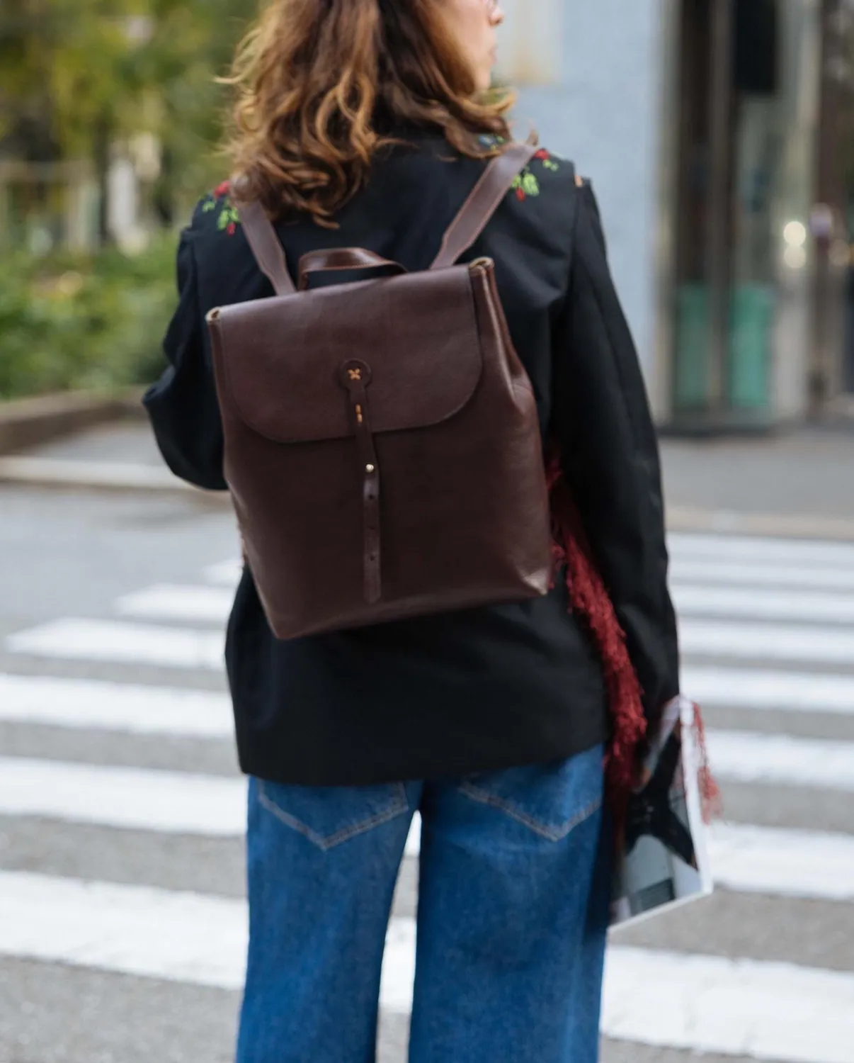 Aigin Milano Backpack zaino pelle marrone ottone vero