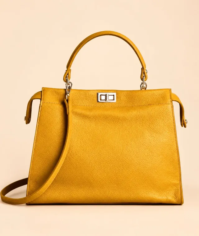 Figus ExtraSoft borsa pelle nappa Senape