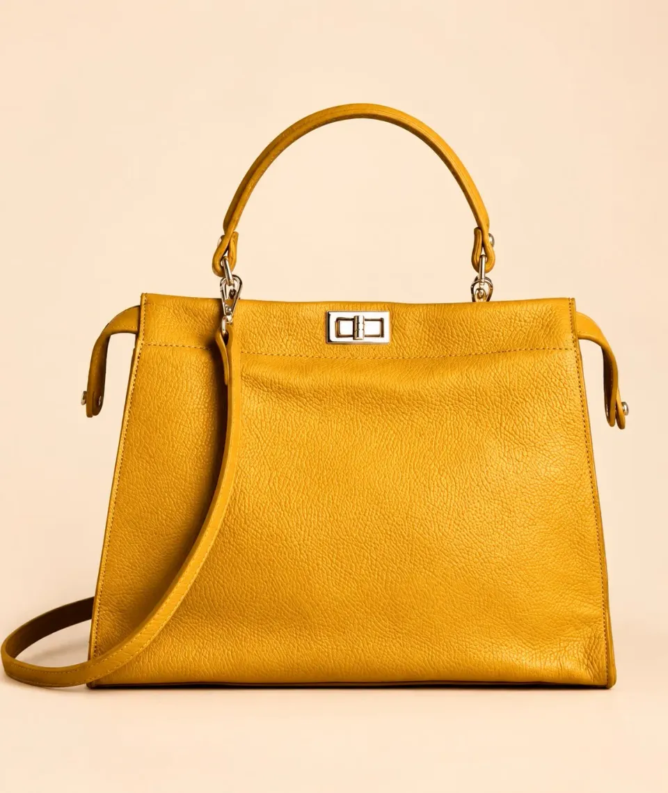 Figus ExtraSoft borsa pelle nappa Senape