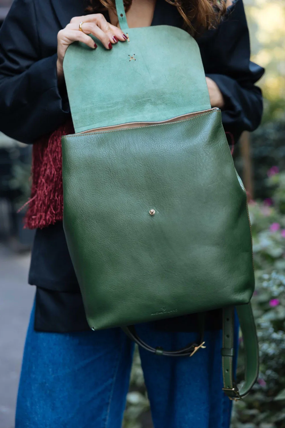 Aigin Milano Backpack zaino naturale pieno fiore ottone