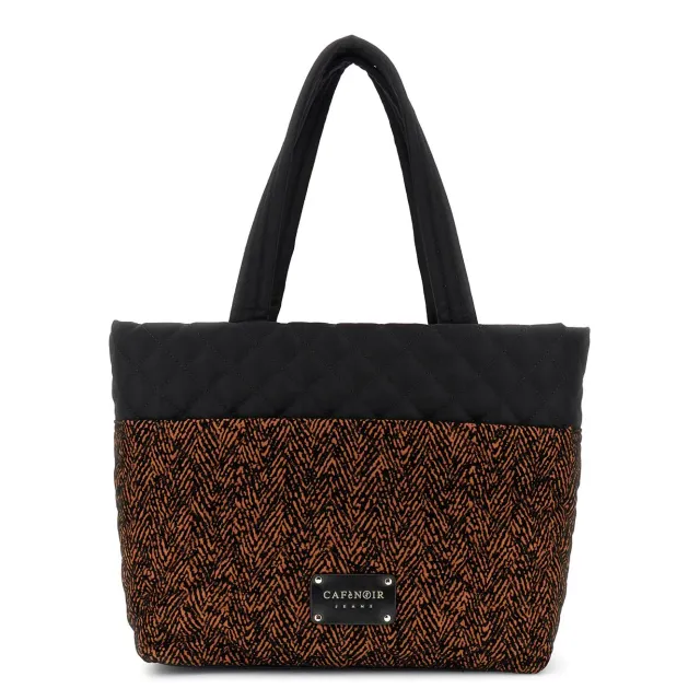 CafèNoir Shopping Bag Nylon Trapuntata Caramello Nero
