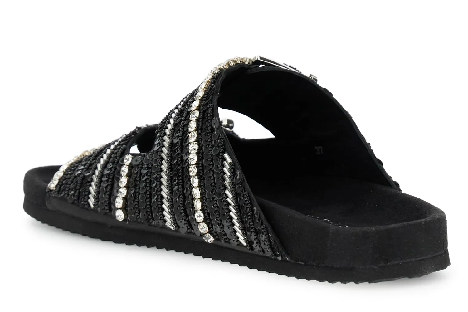 CafèNoir Ciabatta Donna Nero Doppia Fibbia Strass 39