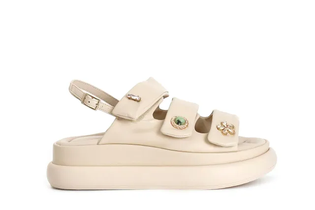 CafèNoir Sandali Donna in Pelle Beige 39 con Strappo