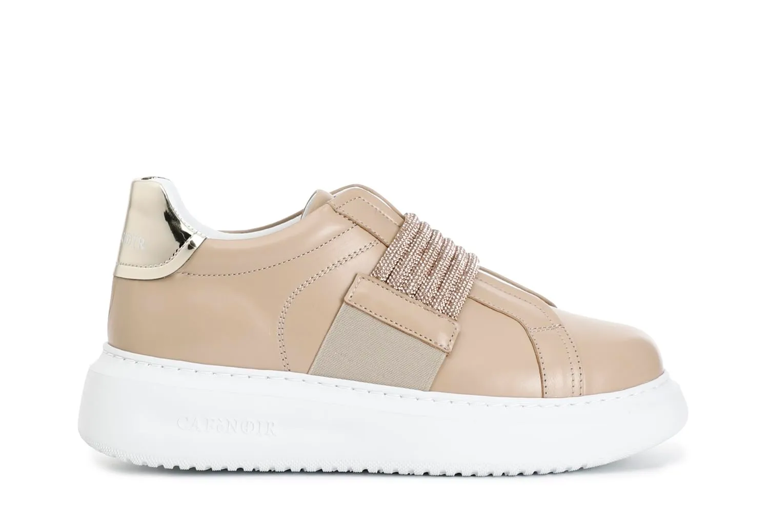 CafèNoir Sneakers Pelle Strass Donna Bianco