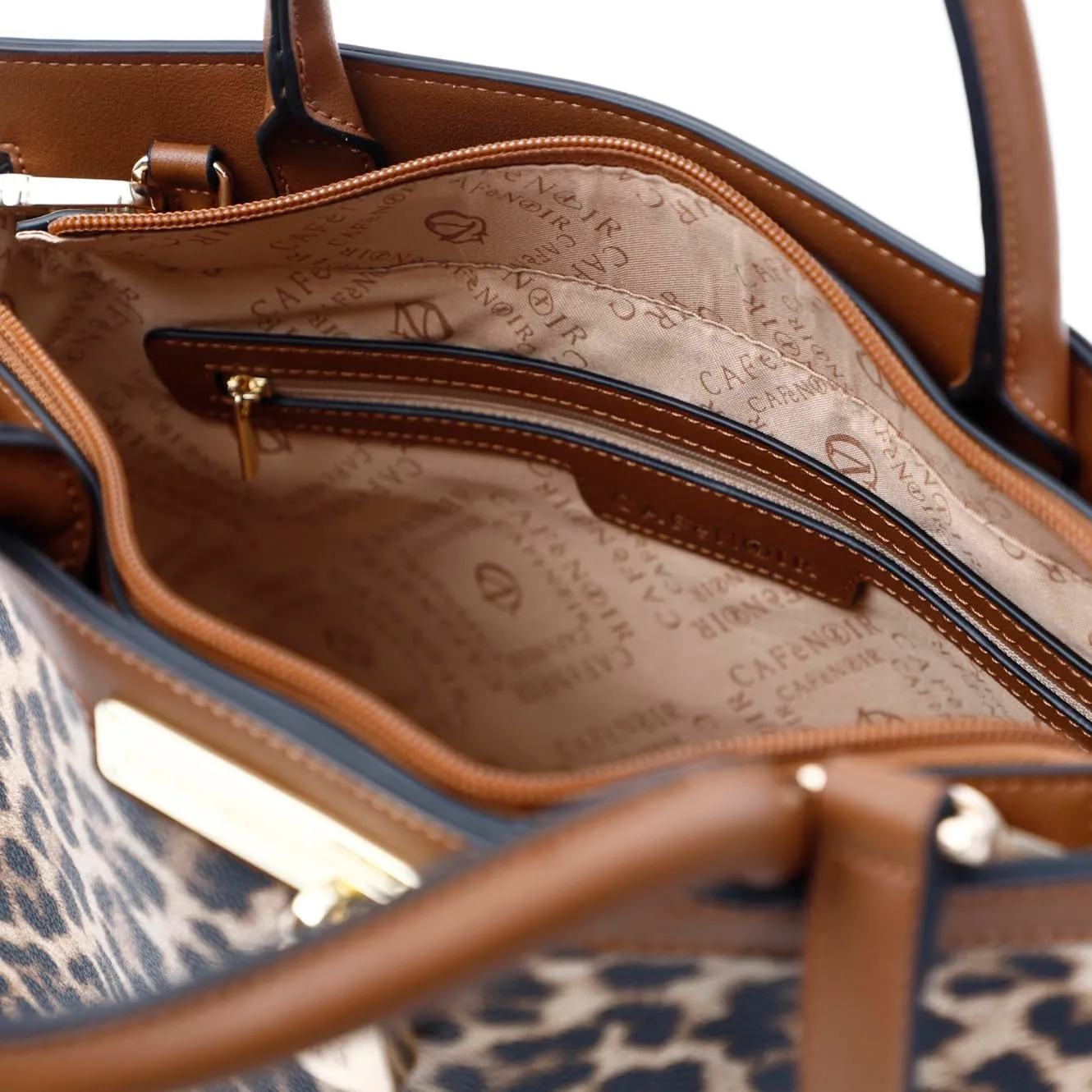 CafèNoir Tote Maculata Marrone Borsa Lucchetto Logato