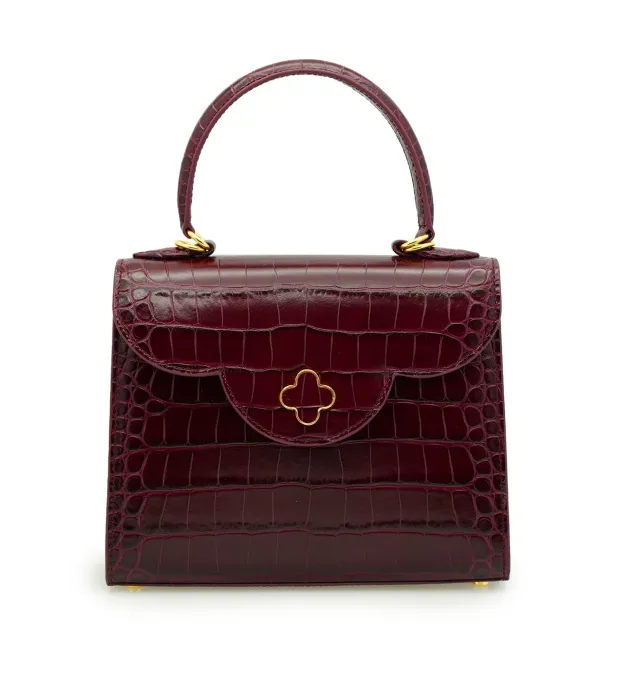 Cardinal Milano First Lady borsa vitello bordeaux stampa coccodrillo