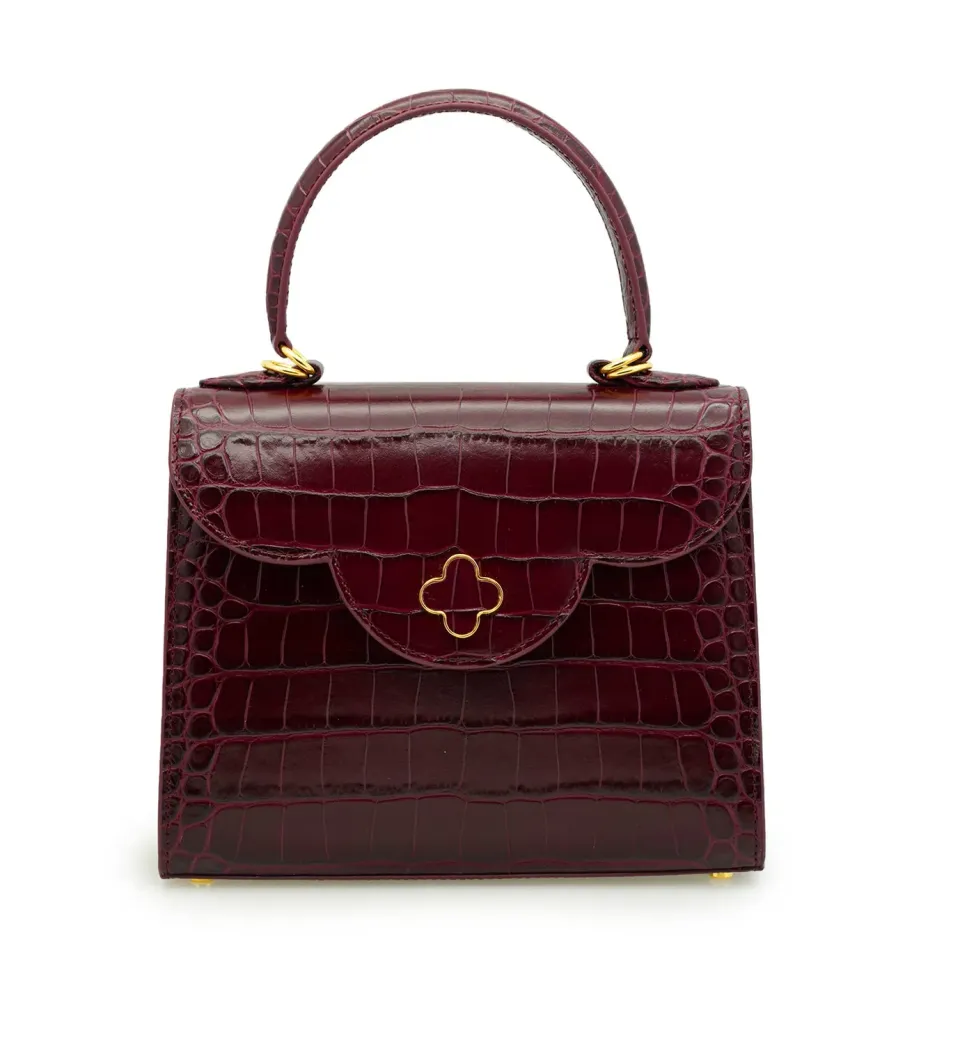 Cardinal Milano First Lady borsa vitello bordeaux stampa coccodrillo